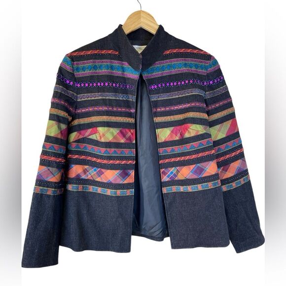 Coldwater Creek Embellished Multicolor Lined Blazer Size 10 - Picture 2 of 13